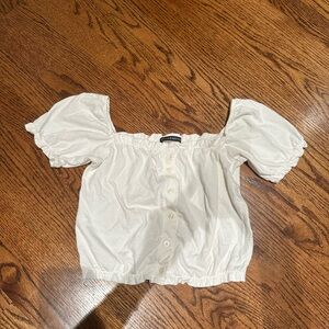 Brandy Melville White Puff Off The Shoulder Blouse